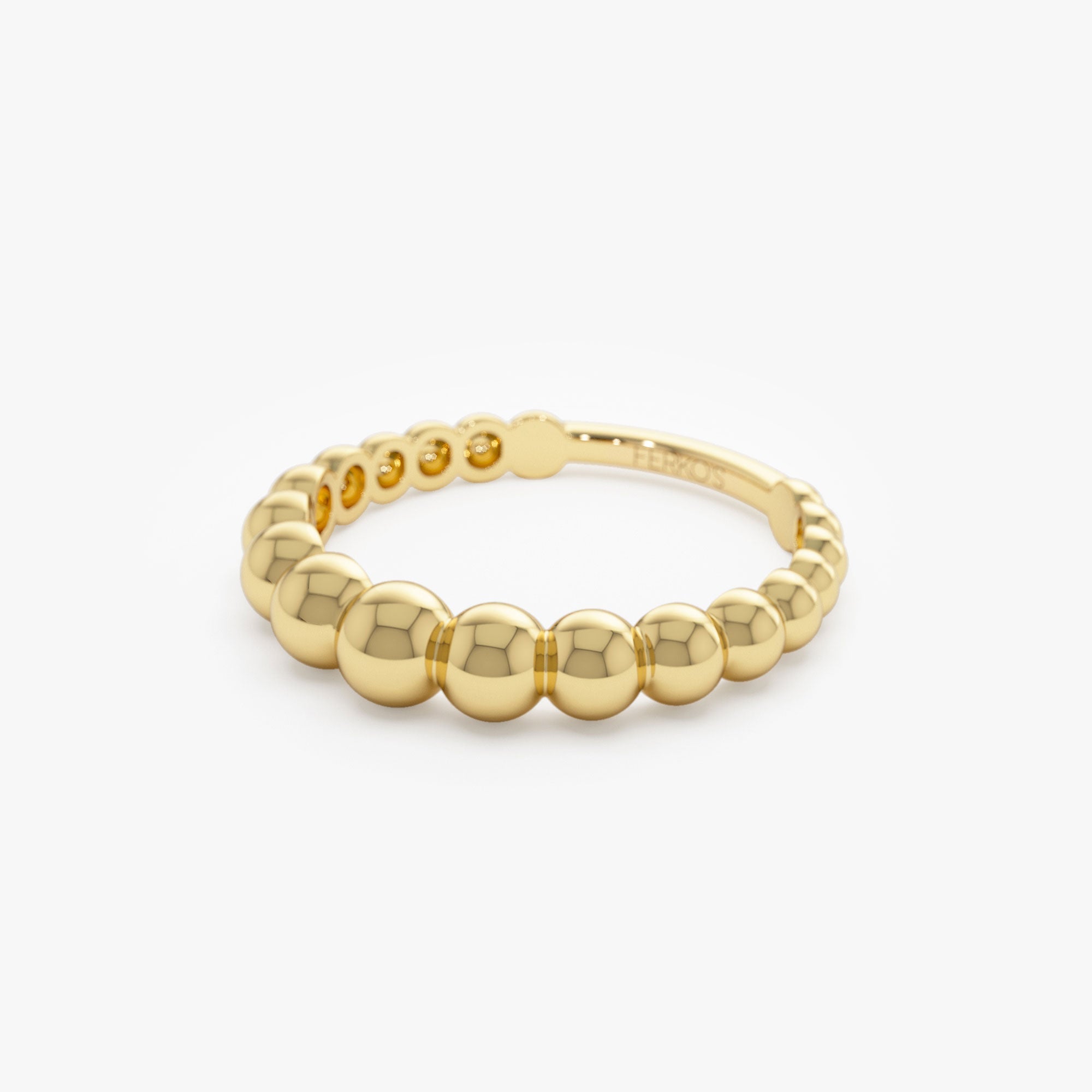 OBFJ1317 - 14k 4MM Beaded Graduating Ring 9