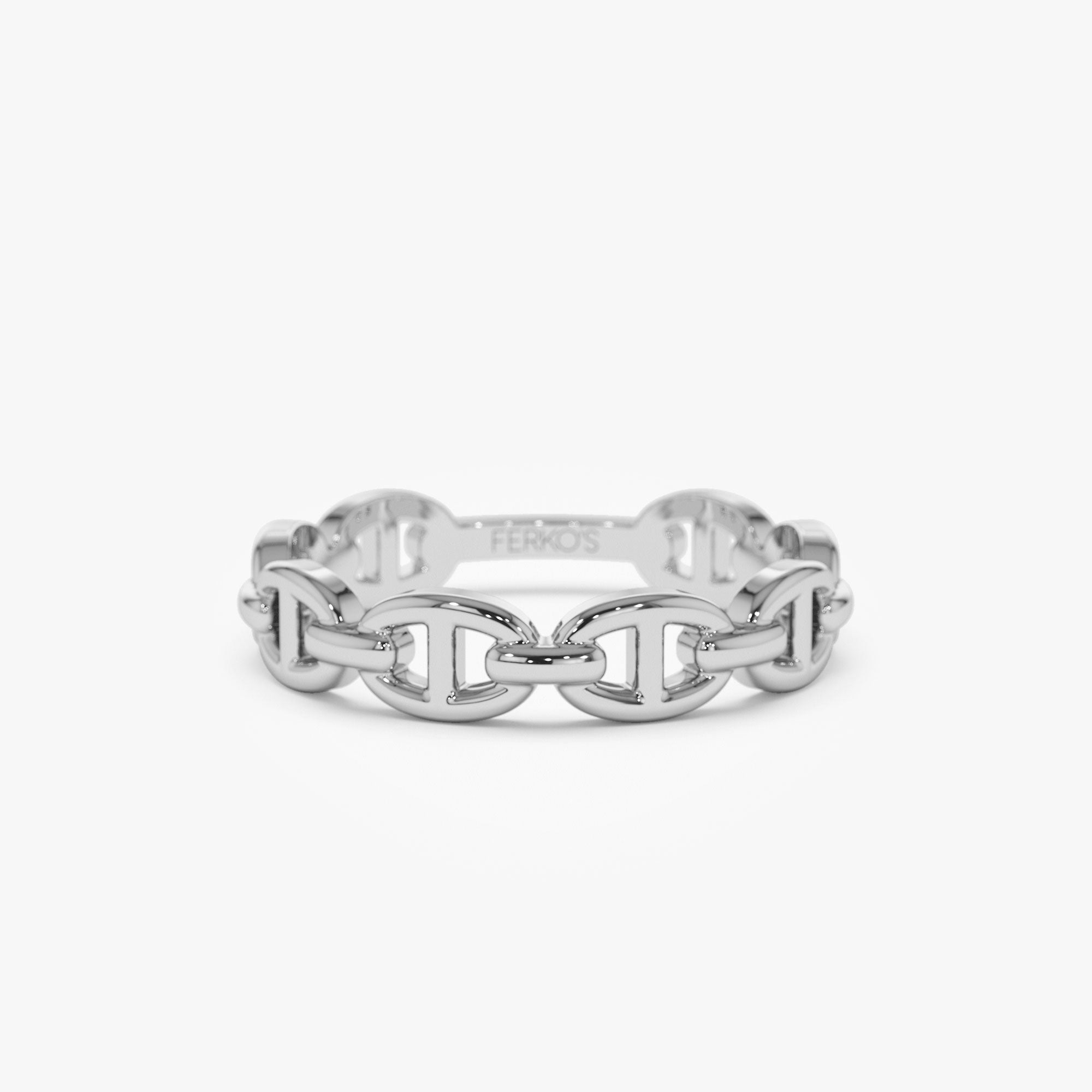 OBFJ1289 - 14k Solid Gold Mariner Chain Ring 2