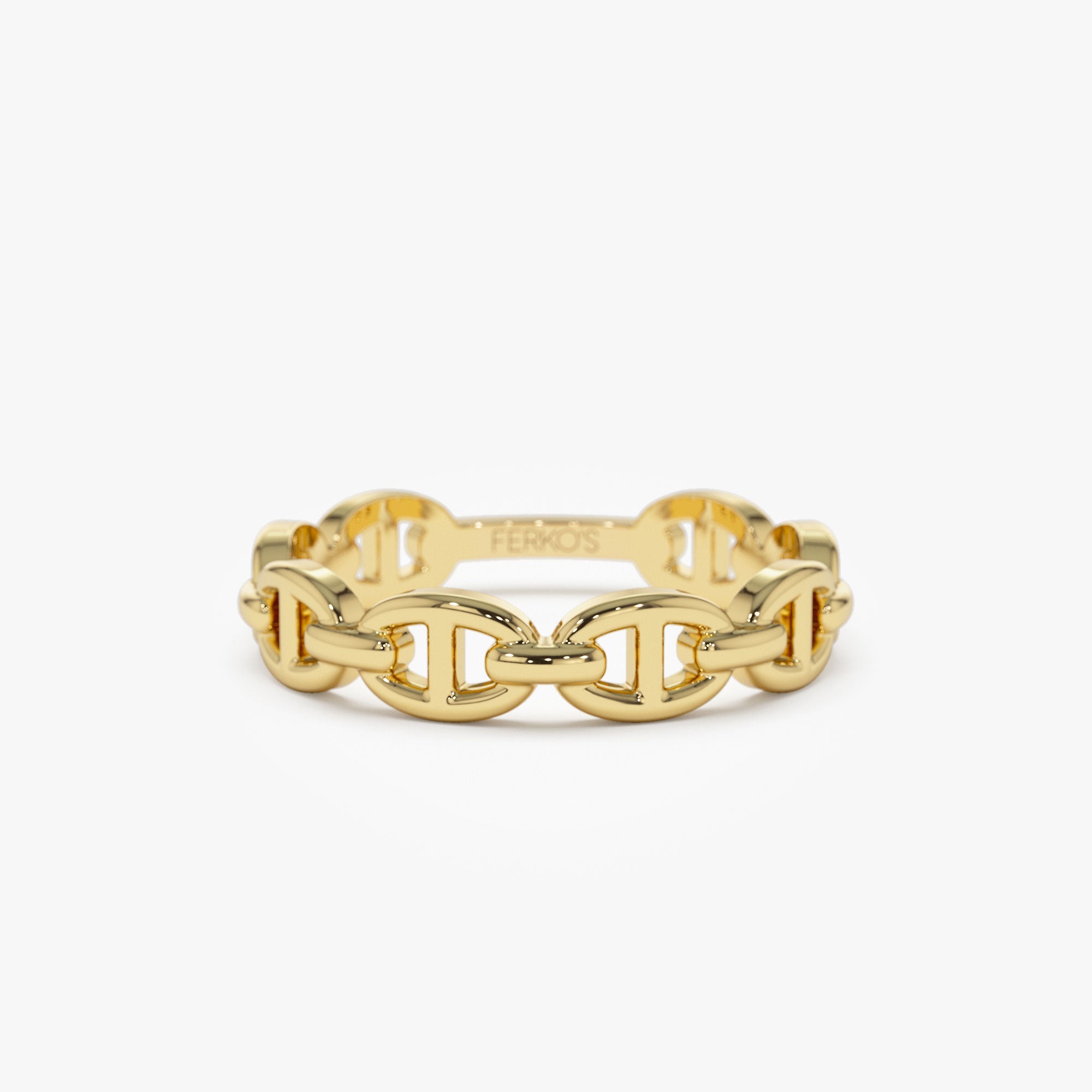 OBFJ1289 - 14k Solid Gold Mariner Chain Ring 1