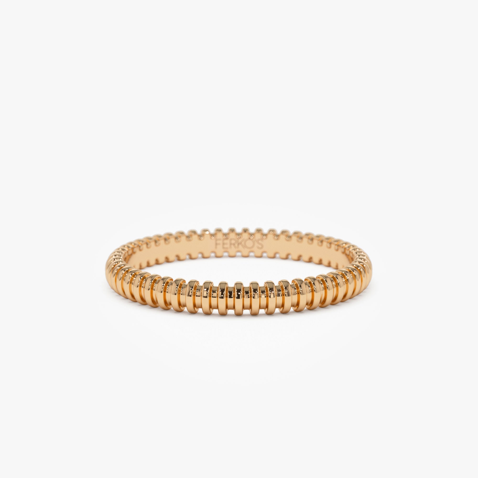 OBFJ1097 - 14K Stackable Ribbed Wedding Band 6
