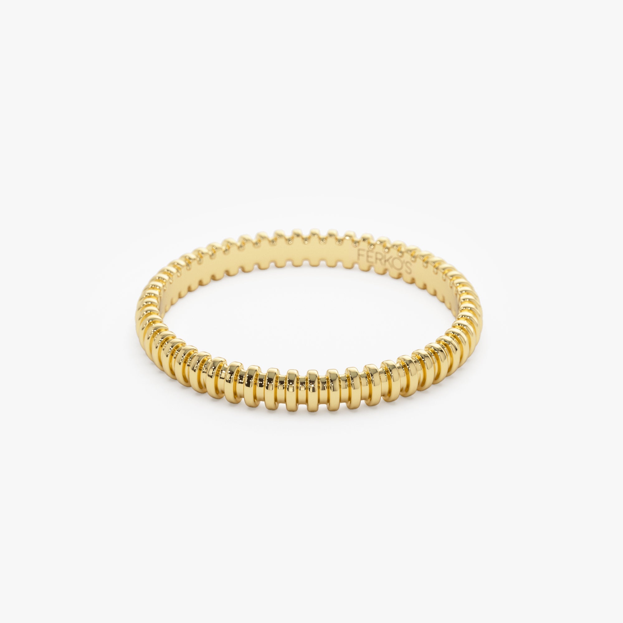 OBFJ1097 - 14K Stackable Ribbed Wedding Band 8