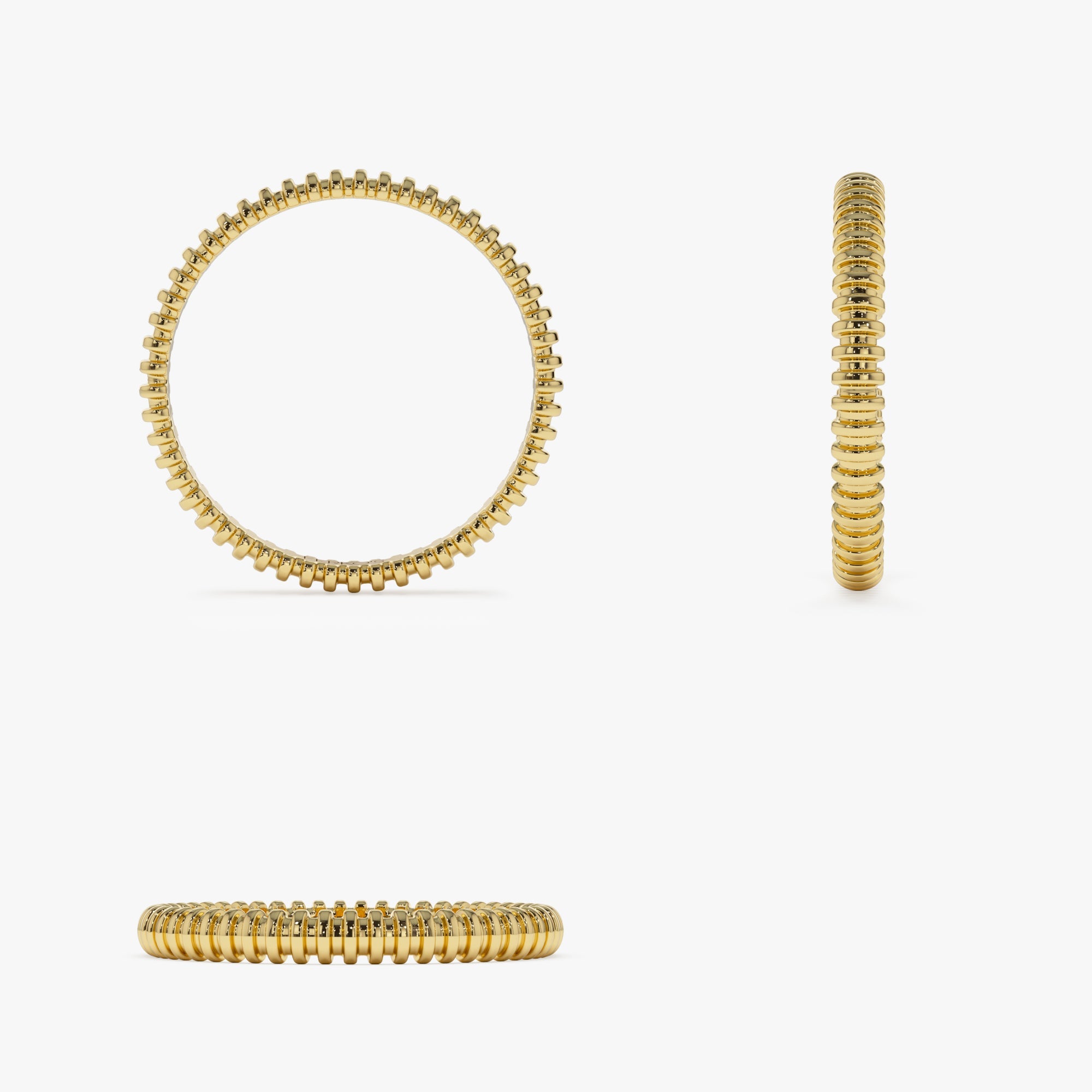OBFJ1097 - 14K Stackable Ribbed Wedding Band 9