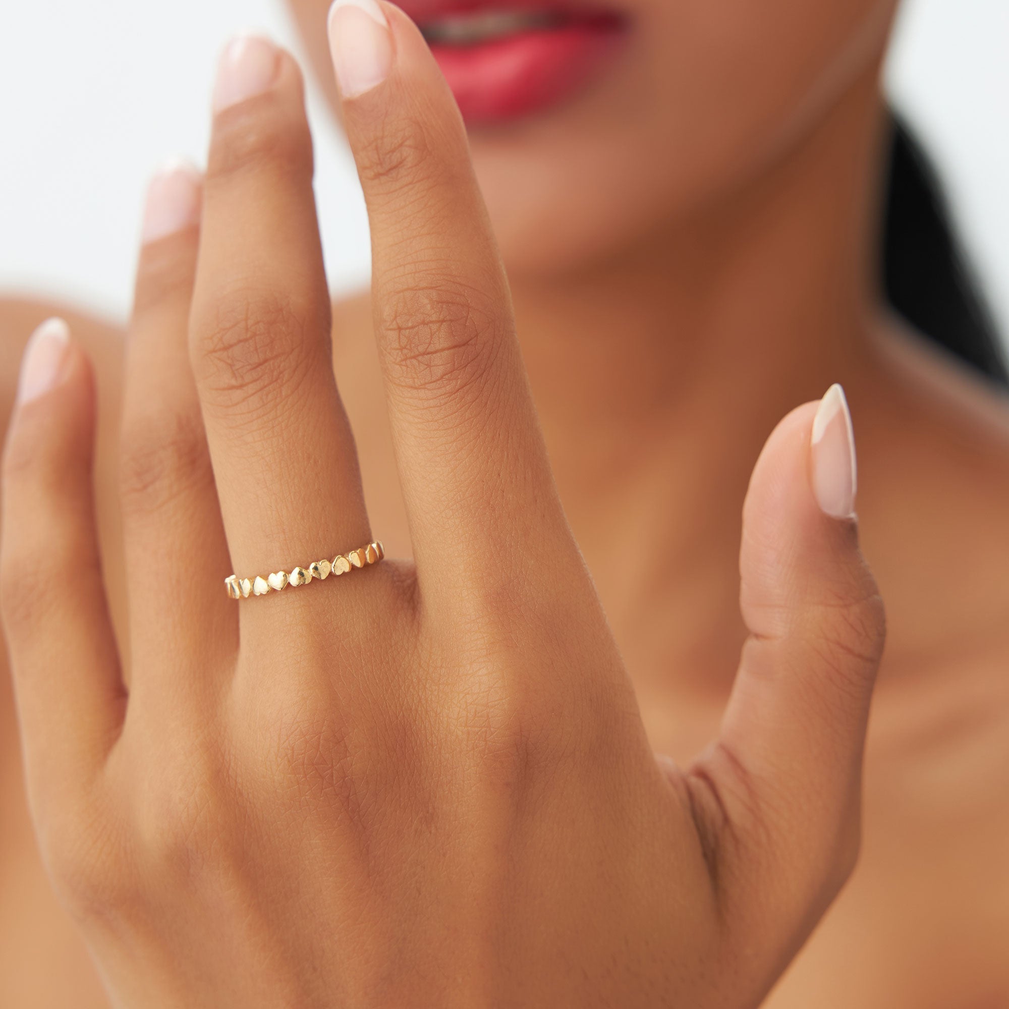 OBFJ1207 - 14k Dainty Heart Stacking Gold Ring 6
