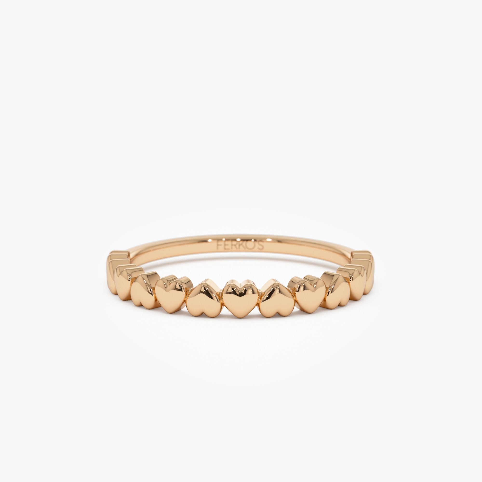 OBFJ1207 - 14k Dainty Heart Stacking Gold Ring 7