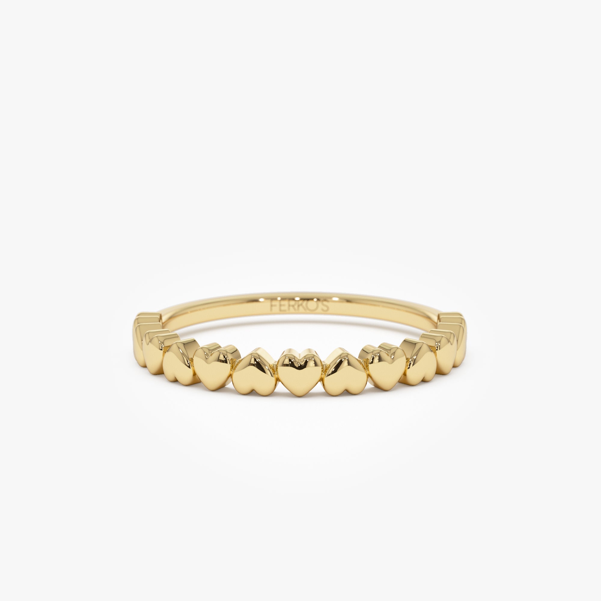 OBFJ1207 - 14k Dainty Heart Stacking Gold Ring 1