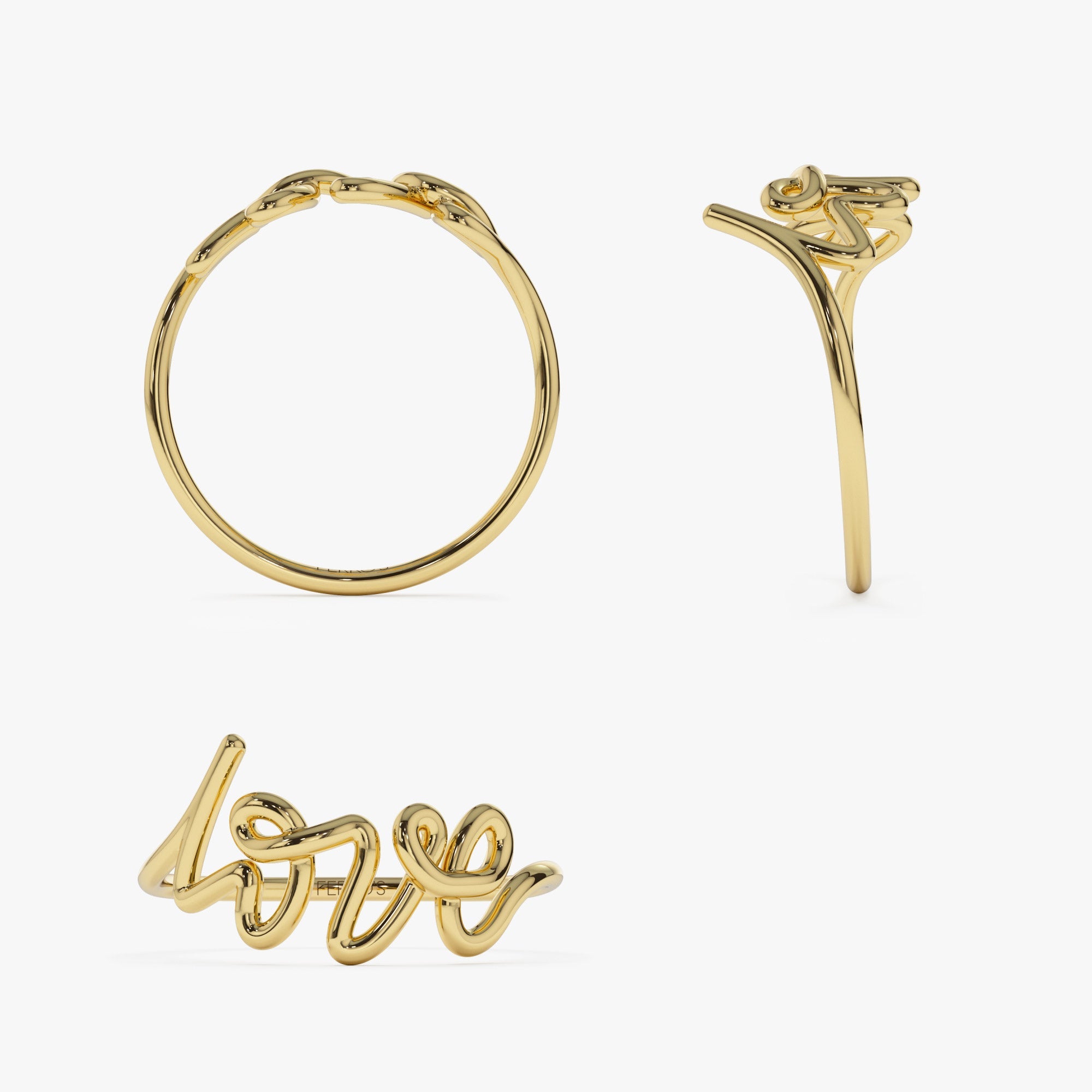OBFJ1037 - 14K Gold Script Love Ring 10