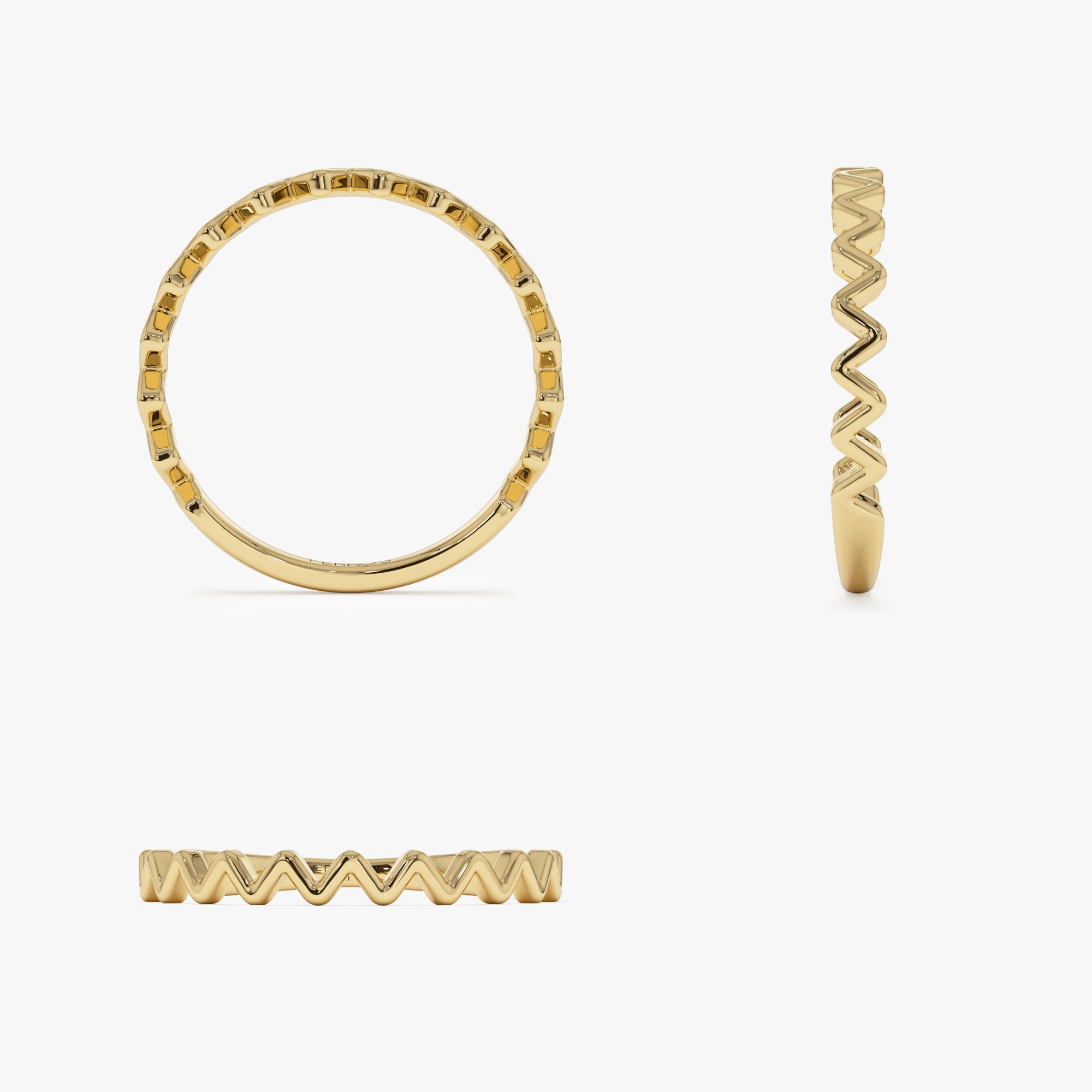 OBFJ0936 - 14K High and Low Zig Zag Ring 10