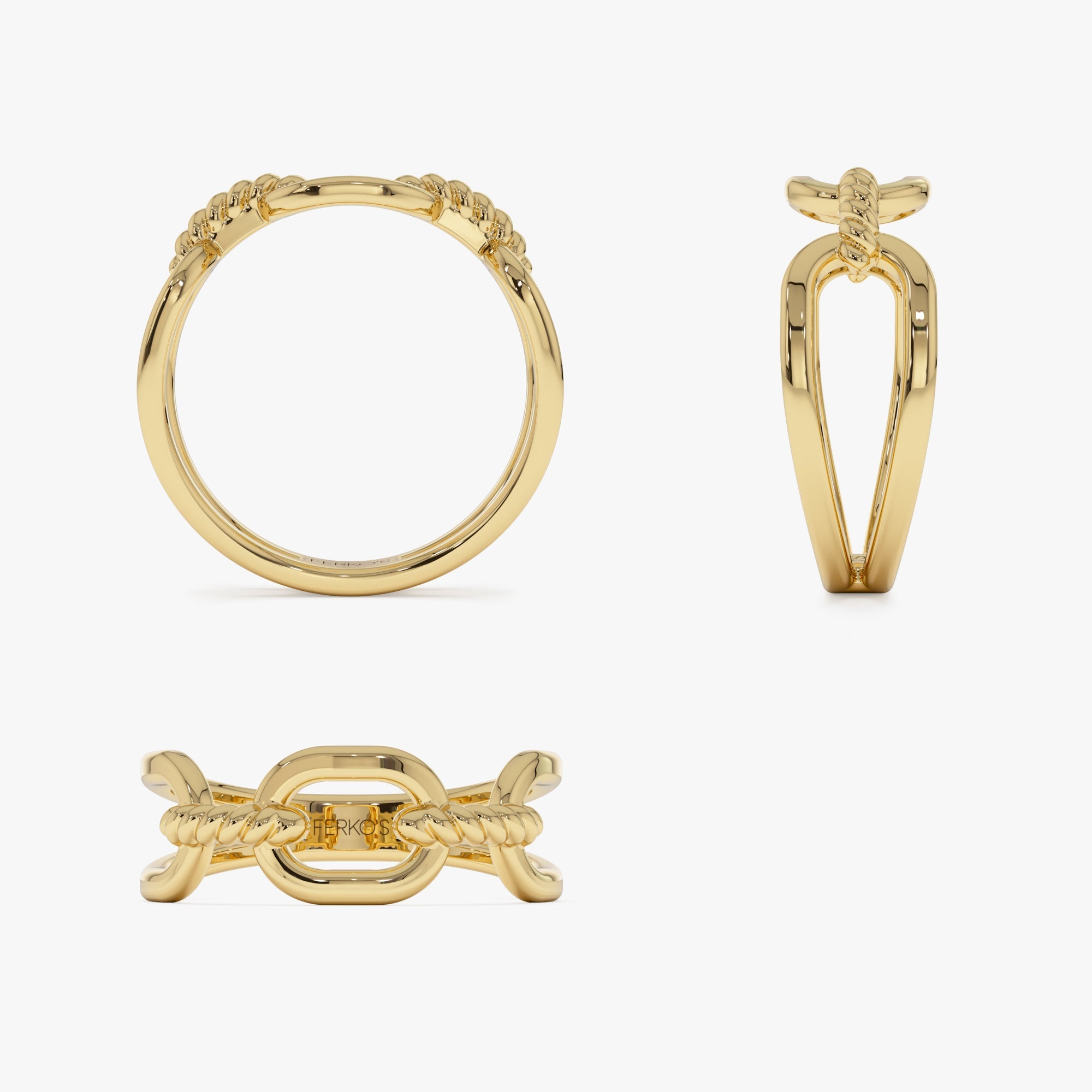 OBFJ0952 - 14K Gold Twisted Rope Ring 12