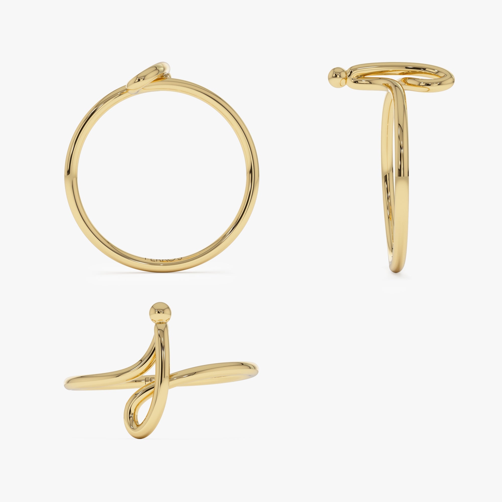 OBFJ0987 - 14K Minimalist Wire Letter Ring 11