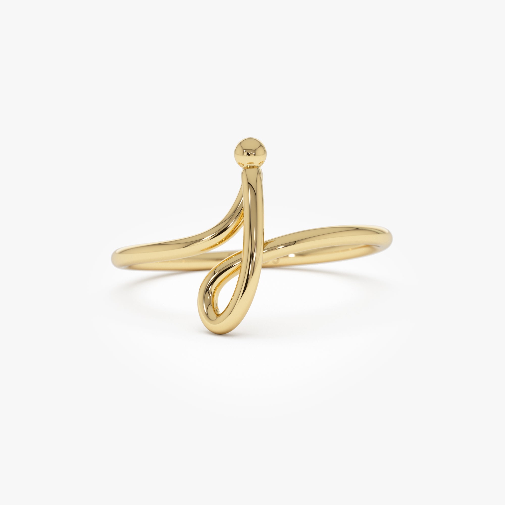 OBFJ0987 - 14K Minimalist Wire Letter Ring 1