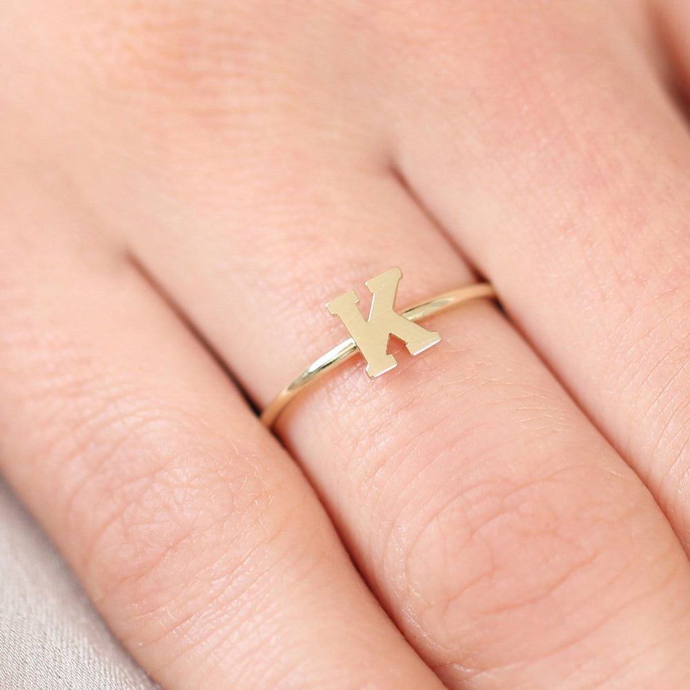 OBFJ1620 - 14K Gold Initial Letter Ring 6
