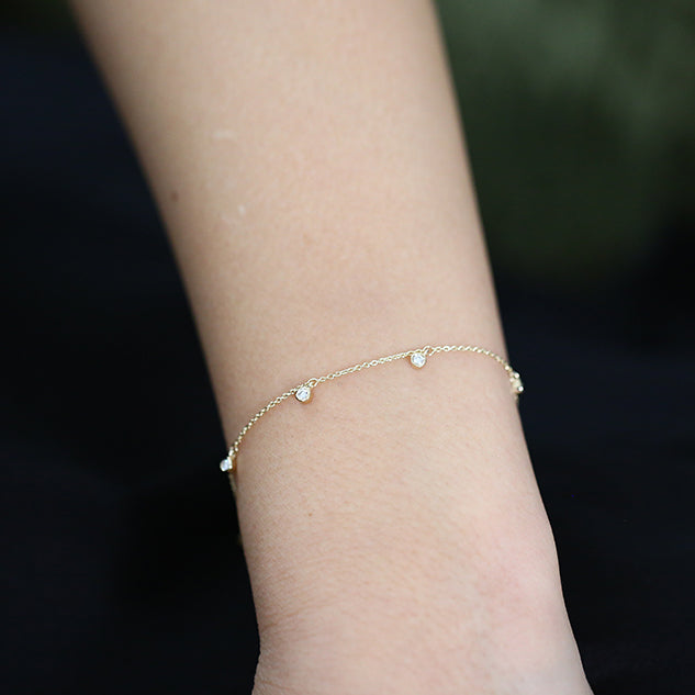 OBFJ1588 - 14K Gold Diamond by The Yard Dangling Solitaire Bracelet 2