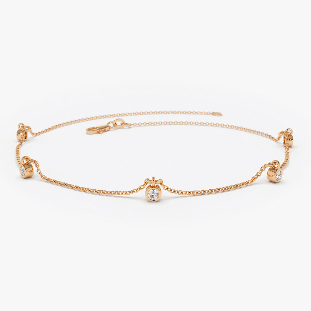 OBFJ1588 - 14K Gold Diamond by The Yard Dangling Solitaire Bracelet 5