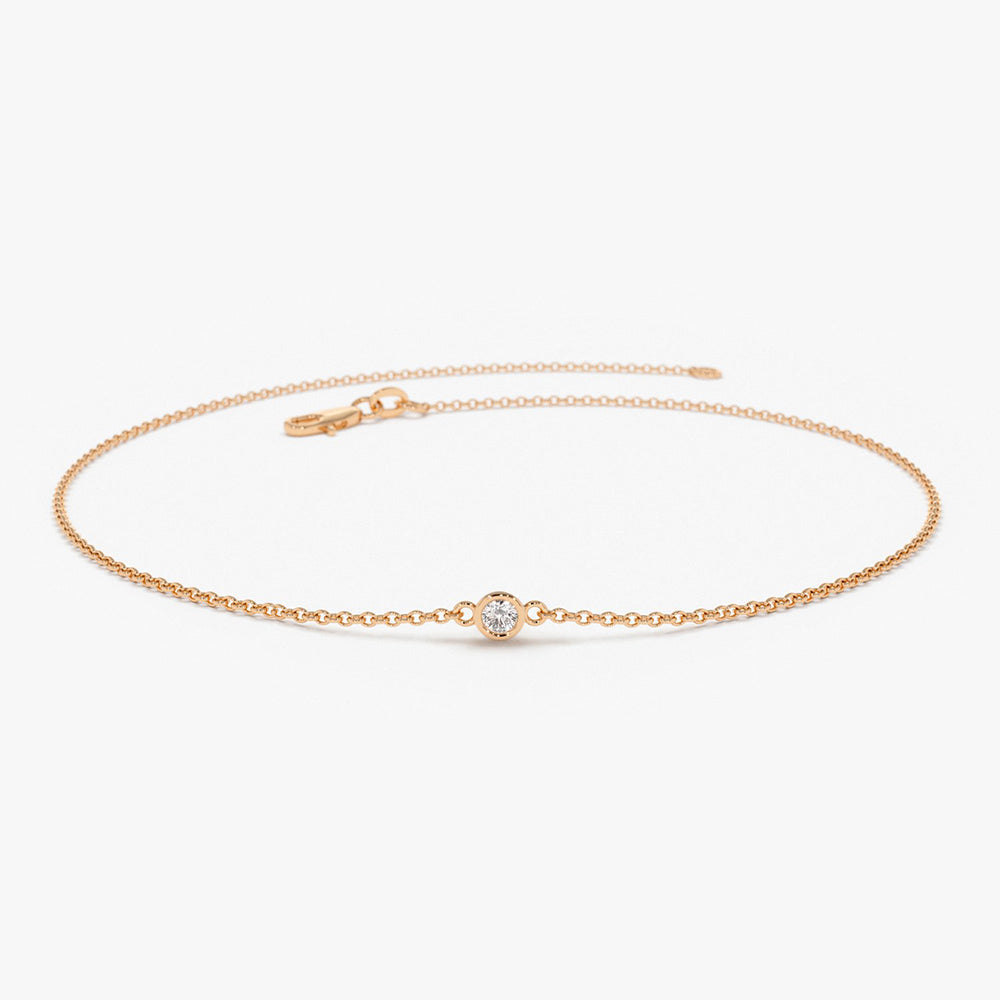 OBFJ0207 - 14k Rose Gold Bezel Setting Diamond Solitaire Bracelet 0.05ctw 1