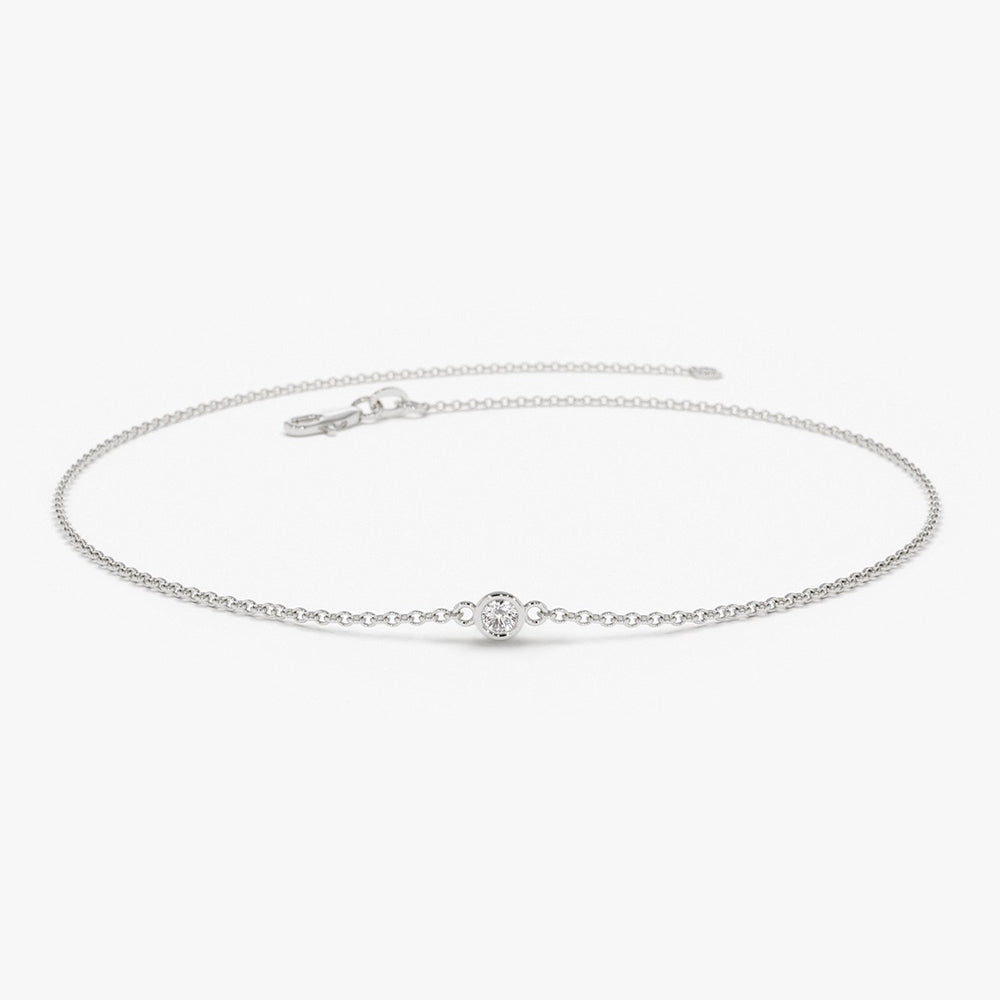 OBFJ1699 - 14k Gold Bezel Setting Diamond Solitaire Bracelet 0.05ctw 12