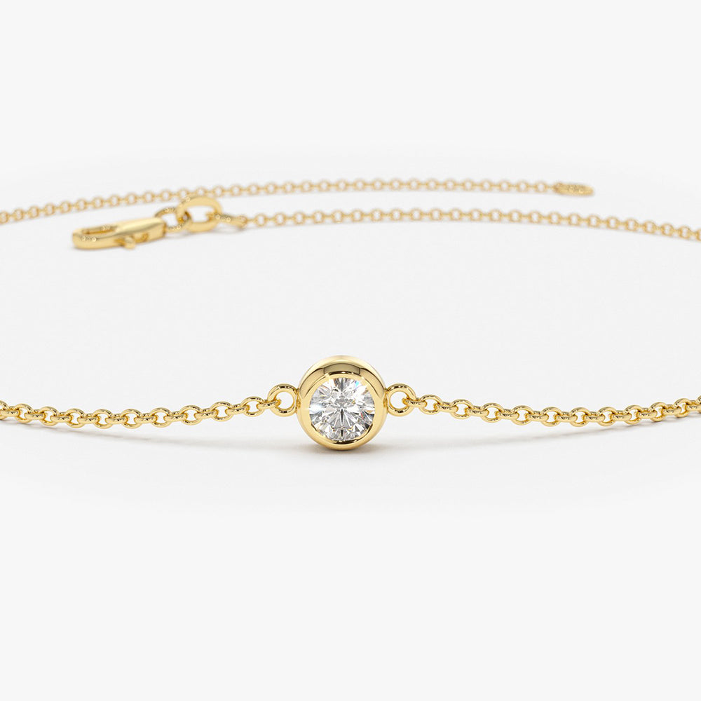 OBFJ1569 - 14K Dainty Diamond Solitaire Bracelet 7