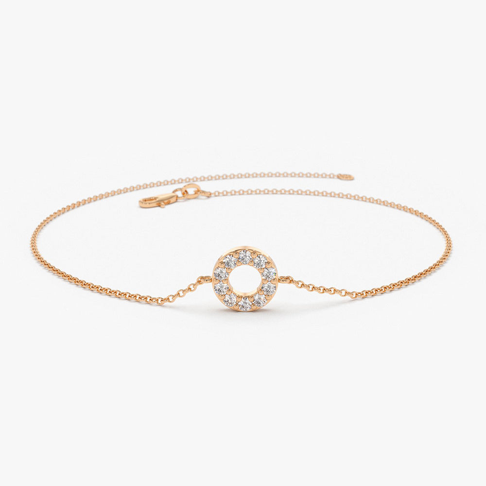 OBFJ1576 - 14K Gold Round Pave Diamond Bracelet 4