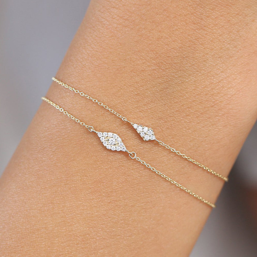 OBFJ1727 - 14k Gold All Diamond Evil Eye Bracelet 3