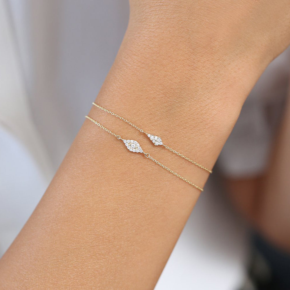 OBFJ1727 - 14k Gold All Diamond Evil Eye Bracelet 4
