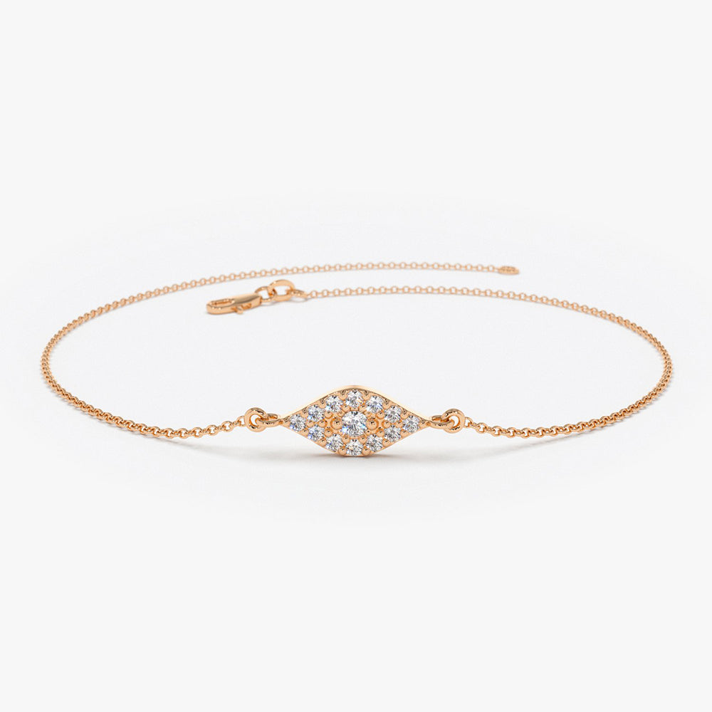 OBFJ1727 - 14k Gold All Diamond Evil Eye Bracelet 6