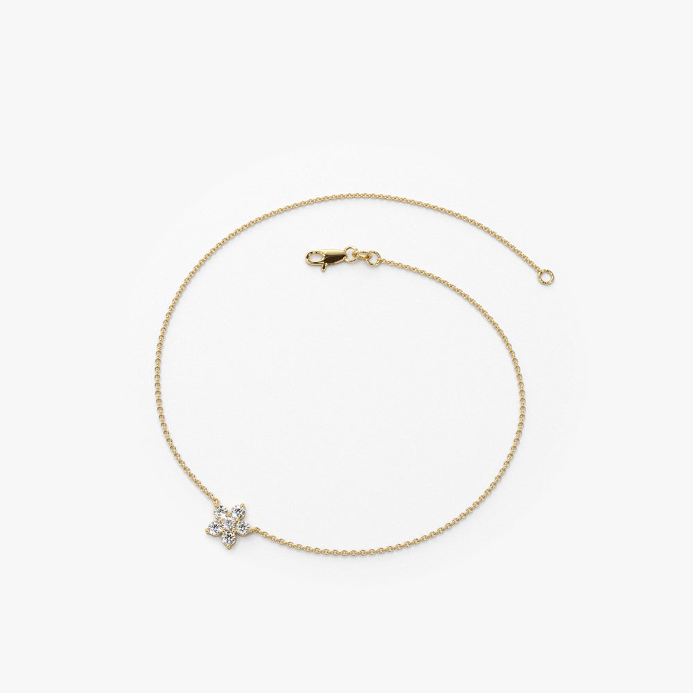 OBFJ1741 - Diamond Flower Charm Bracelet bracelets in selectable metal and diamond options - Roselle Jewelry view 7