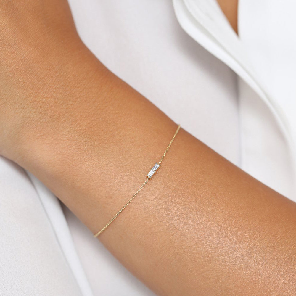 OBFJ1719 - 14k Double Baguette Diamond Bracelet 3