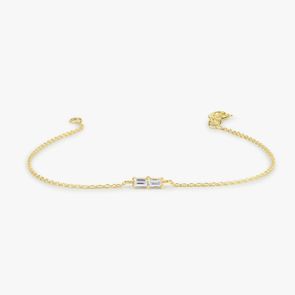OBFJ1719 - 14k Double Baguette Diamond Bracelet 1