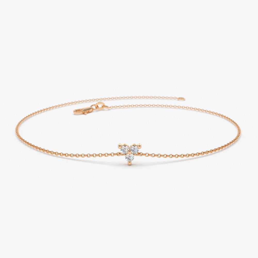 OBFJ1726 - 14K Gold Three Diamond Floating Bracelet 4