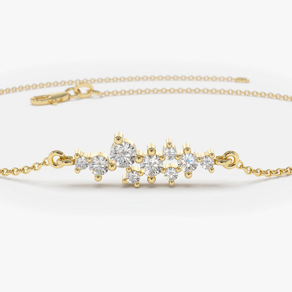 OBFJ1721 - 14k Diamond Cluster Bracelet 10
