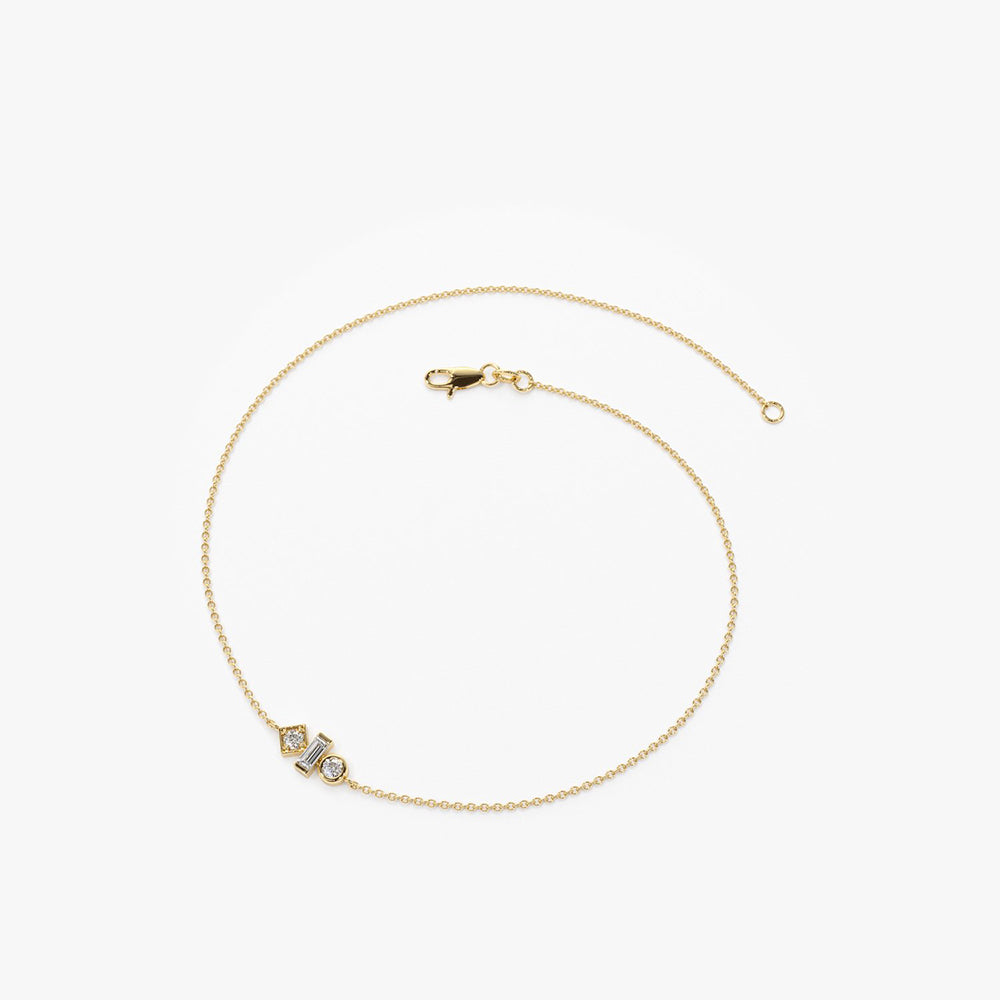 OBFJ1722 - 14K Gold Baguette and Round Diamond Mix Bracelet 6