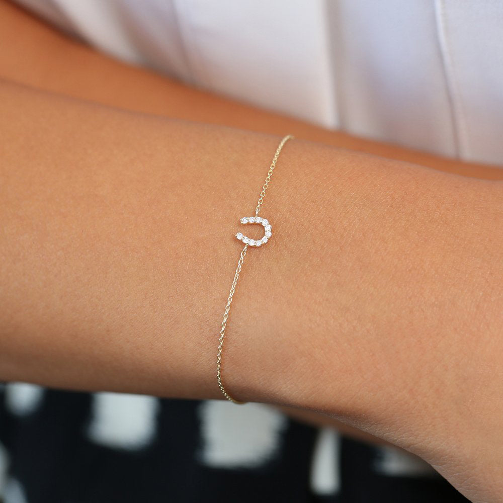 OBFJ1724 - 14k Mini Diamond Horseshoe Bracelet 3