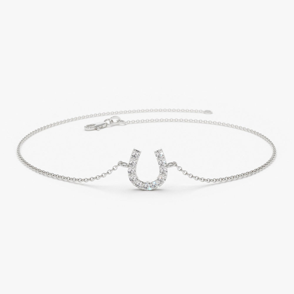 OBFJ1724 - 14k Mini Diamond Horseshoe Bracelet 5