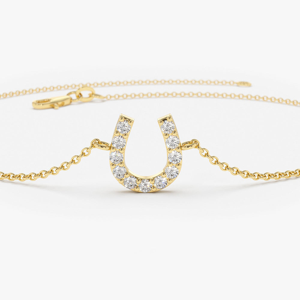 OBFJ1724 - 14k Mini Diamond Horseshoe Bracelet 7