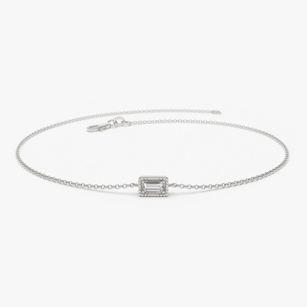 OBFJ1716 - 14K Gold Dainty Baguette Diamond Bracelet 5