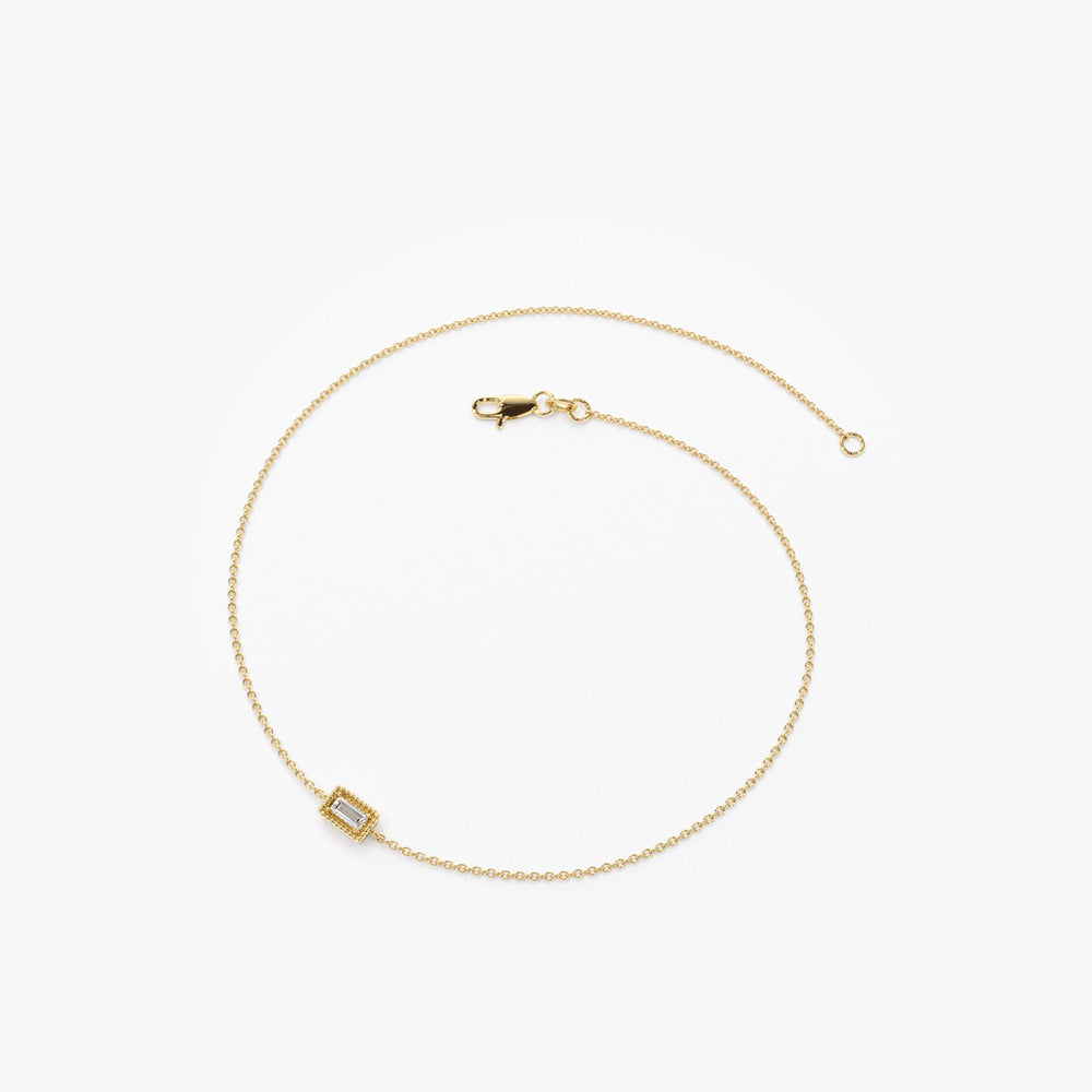 OBFJ1716 - 14K Gold Dainty Baguette Diamond Bracelet 7