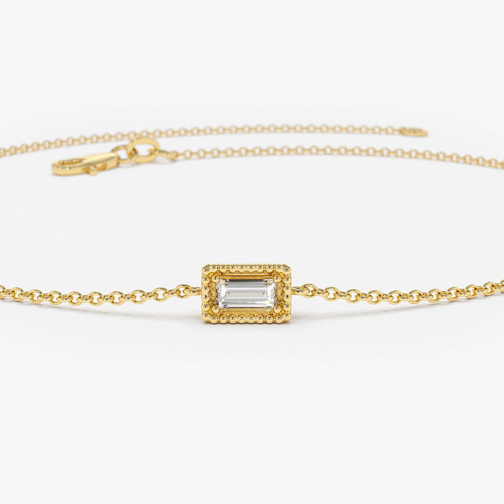 OBFJ1716 - 14K Gold Dainty Baguette Diamond Bracelet 8