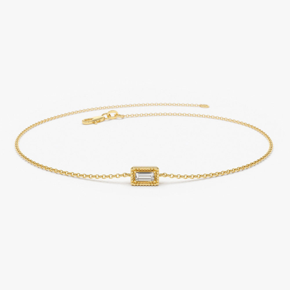 OBFJ1716 - 14K Gold Dainty Baguette Diamond Bracelet 1
