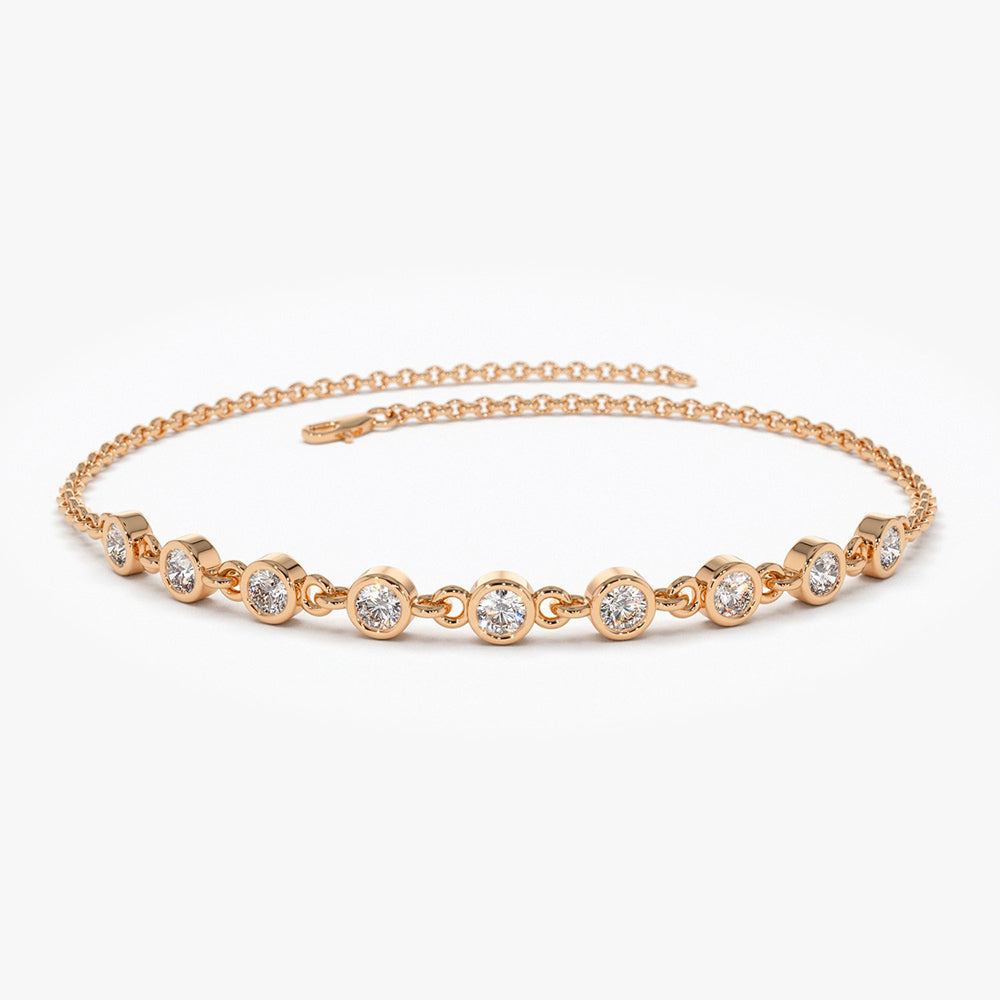 OBFJ1657 - 14K Gold Bezel Set Diamond Bracelet 4