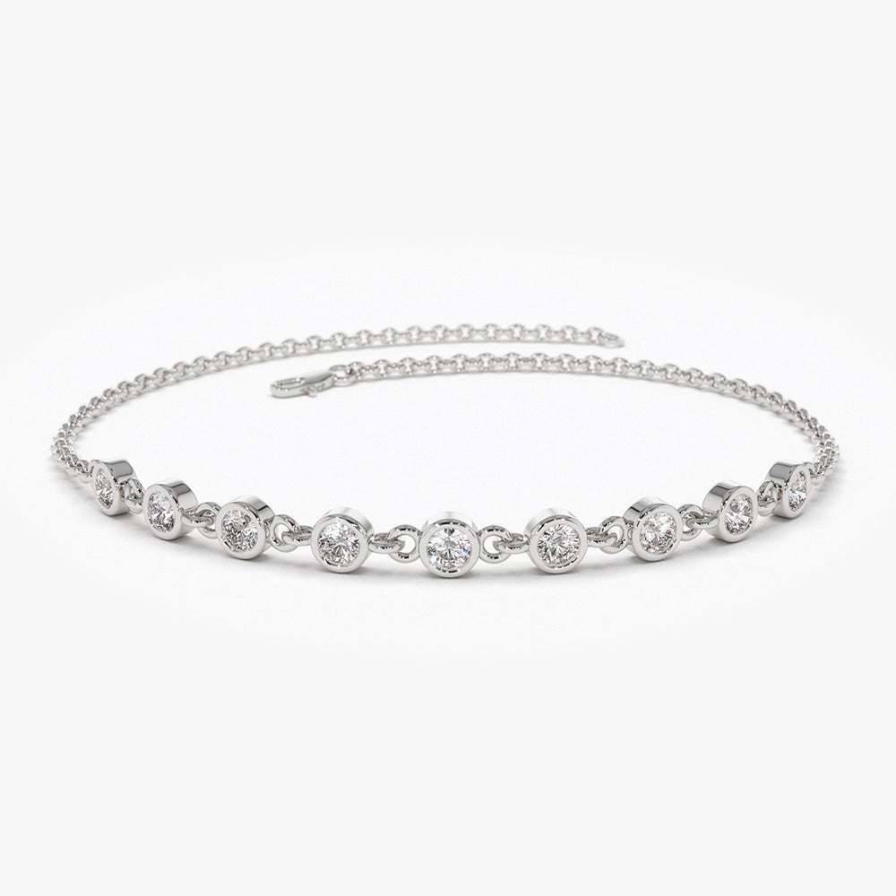 OBFJ1657 - 14K Gold Bezel Set Diamond Bracelet 6