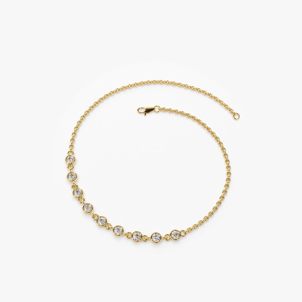 OBFJ0210 - 14K Rose Gold Bezel Set Diamond Bracelet 4