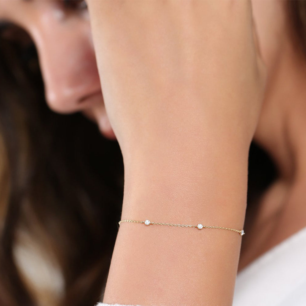OBFJ1937 - Diamond by The Yard Solitaire Bracelet bracelets in selectable metal and diamond options - Roselle Jewelry view 3