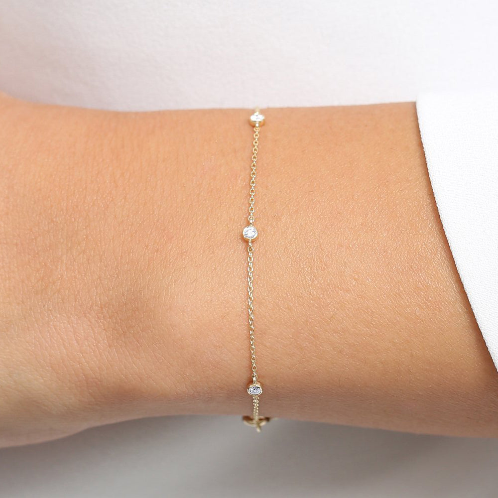 OBFJ1937 - Diamond by The Yard Solitaire Bracelet bracelets in selectable metal and diamond options - Roselle Jewelry view 4