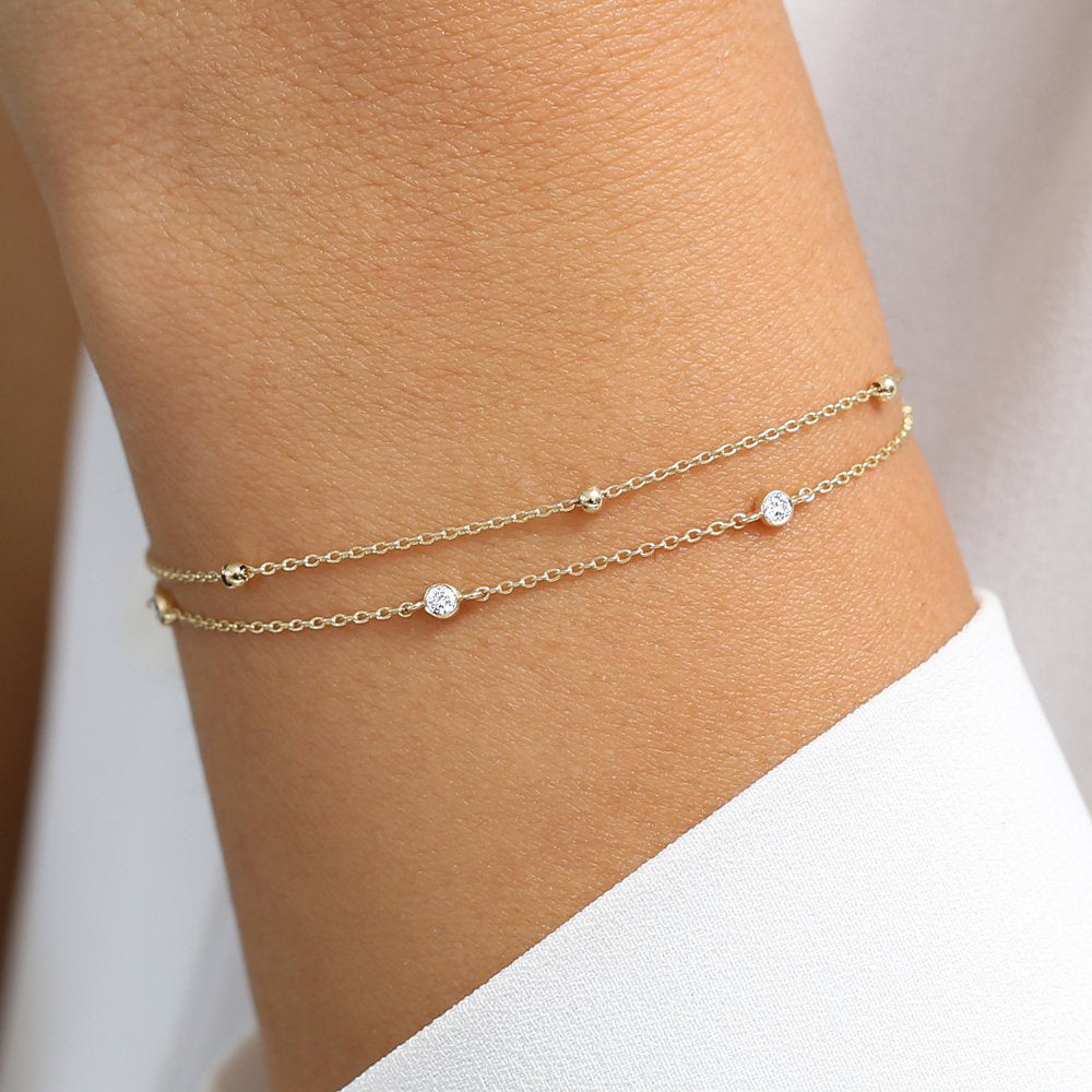 OBFJ1937 - Diamond by The Yard Solitaire Bracelet bracelets in selectable metal and diamond options - Roselle Jewelry view 5