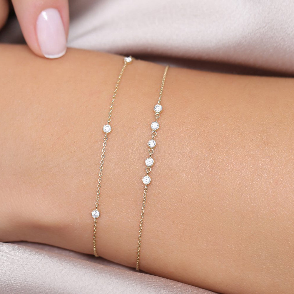 OBFJ1937 - Diamond by The Yard Solitaire Bracelet bracelets in selectable metal and diamond options - Roselle Jewelry view 6