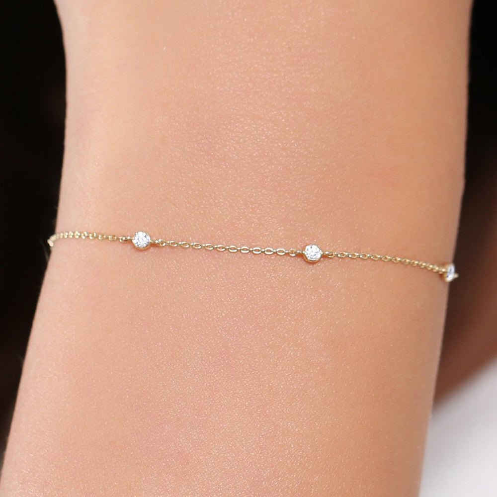 OBFJ1937 - Diamond by The Yard Solitaire Bracelet bracelets in selectable metal and diamond options - Roselle Jewelry view 2
