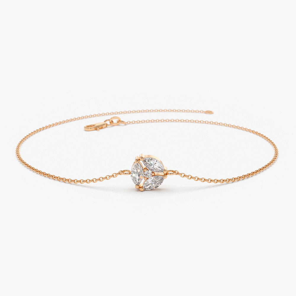 OBFJ1871 - Marquise Diamond Cluster Bracelet bracelets in selectable metal and diamond options - Roselle Jewelry view 3