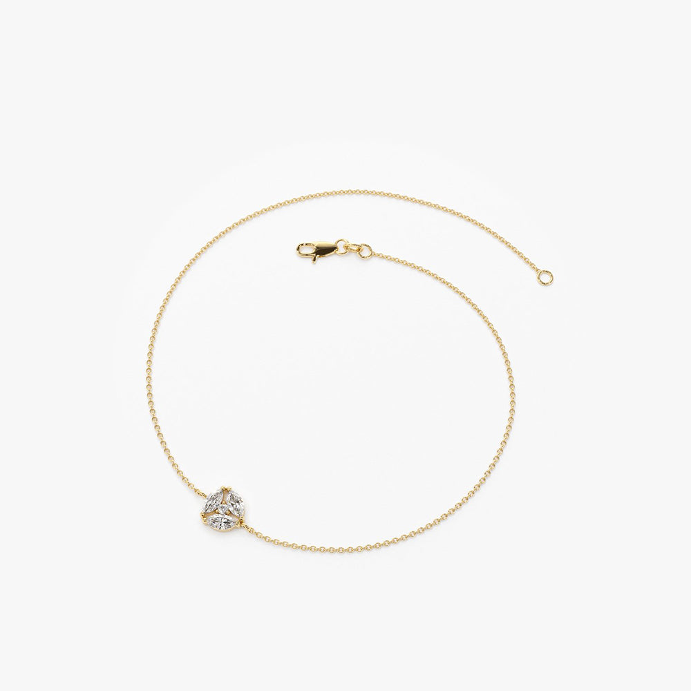 OBFJ1871 - Marquise Diamond Cluster Bracelet bracelets in selectable metal and diamond options - Roselle Jewelry view 5