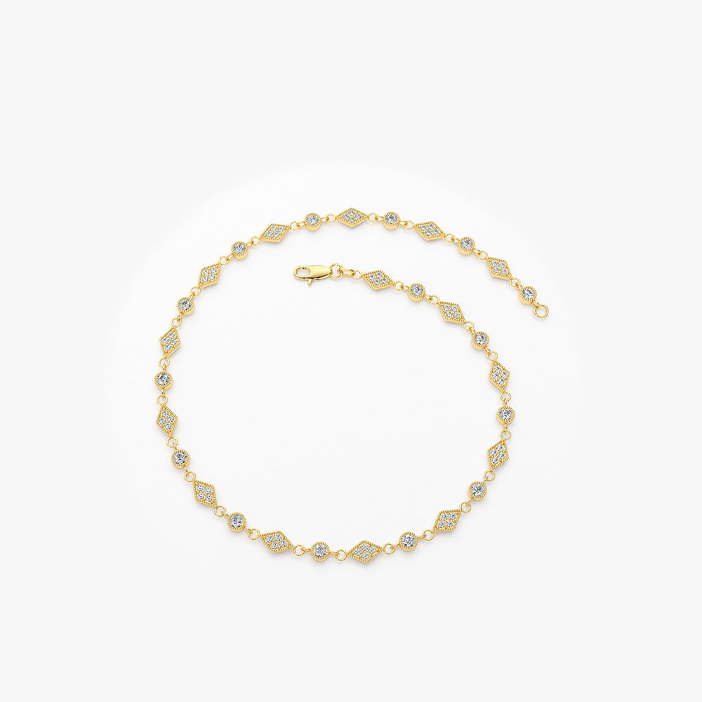 OBFJ1915 - Art Deco Diamond Milgrain Bracelet bracelets in selectable metal and diamond options - Roselle Jewelry view 7