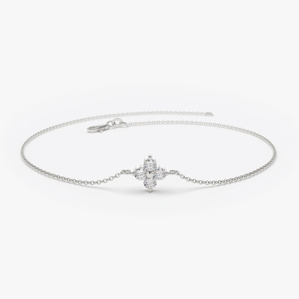 OBFJ1872 - Diamond Clover Bracelet bracelets in selectable metal and diamond options - Roselle Jewelry view 6