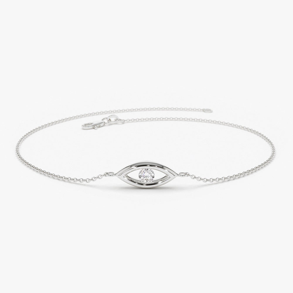 OBFJ1934 - Channel Setting Diamond Evil Eye Bracelet bracelets in selectable metal and diamond options - Roselle Jewelry view 5